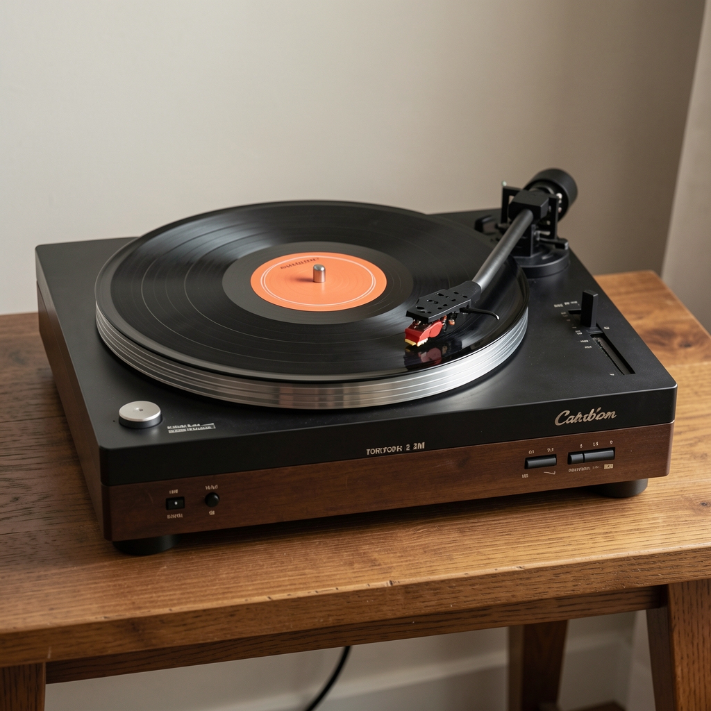 Pro-Ject Debut Carbon vinilni gramofon sa karbon tonarmom i Ortofon 2M Red iglom na drvenom postolju