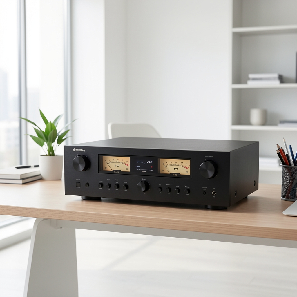 Yamaha A-S801 integrisano stereo pojačalo crne boje sa analognim VU metrima i 100W per channel izlazom
