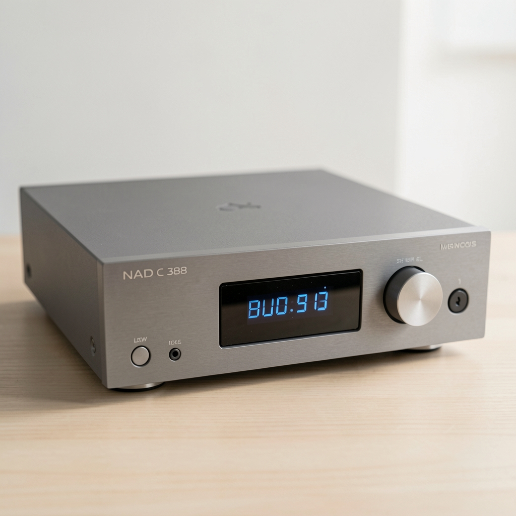 NAD C 388 hibridno digitalno pojačalo sivo boje sa BluOS streaming modulom i 150W izlazom