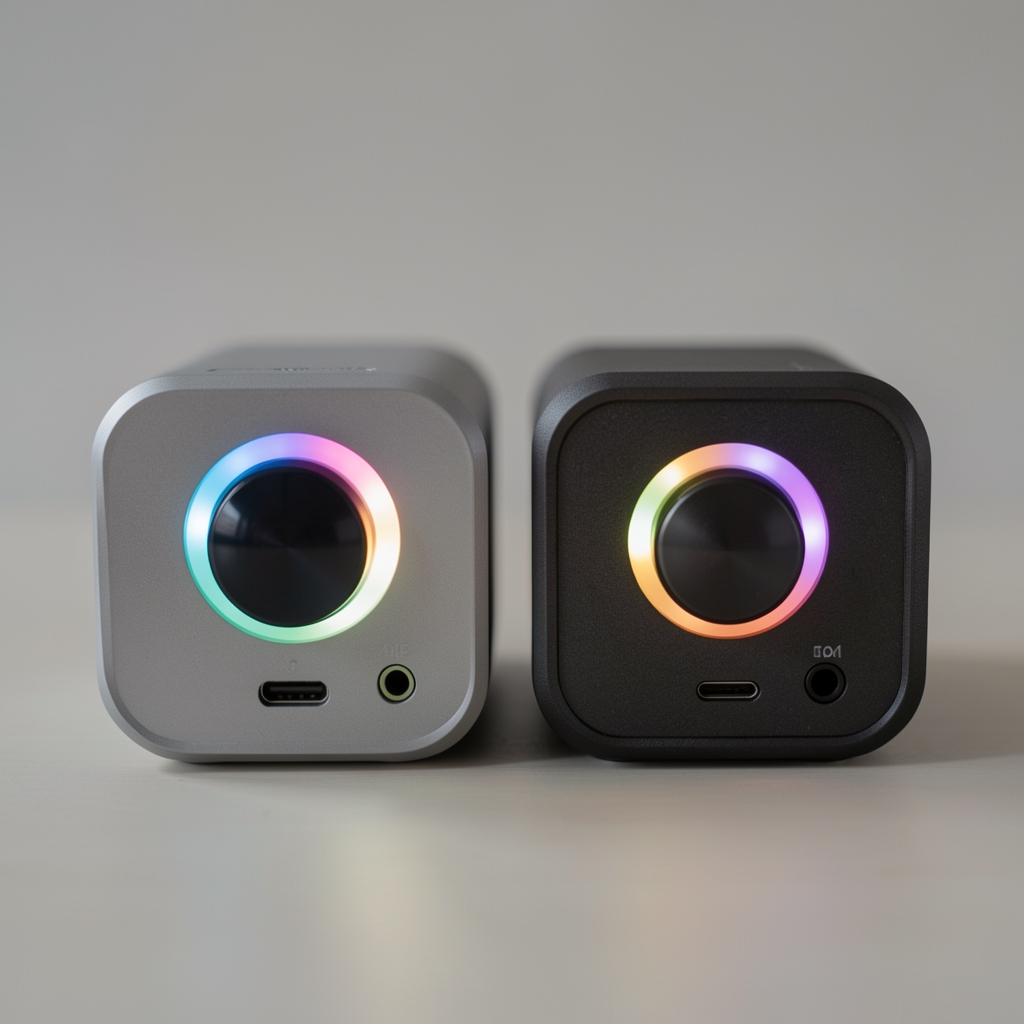 Chord Mojo 2 portabl DAC i headphone amp crne boje sa sfernim kontrolerima osvetljenja i USB-C ulazom