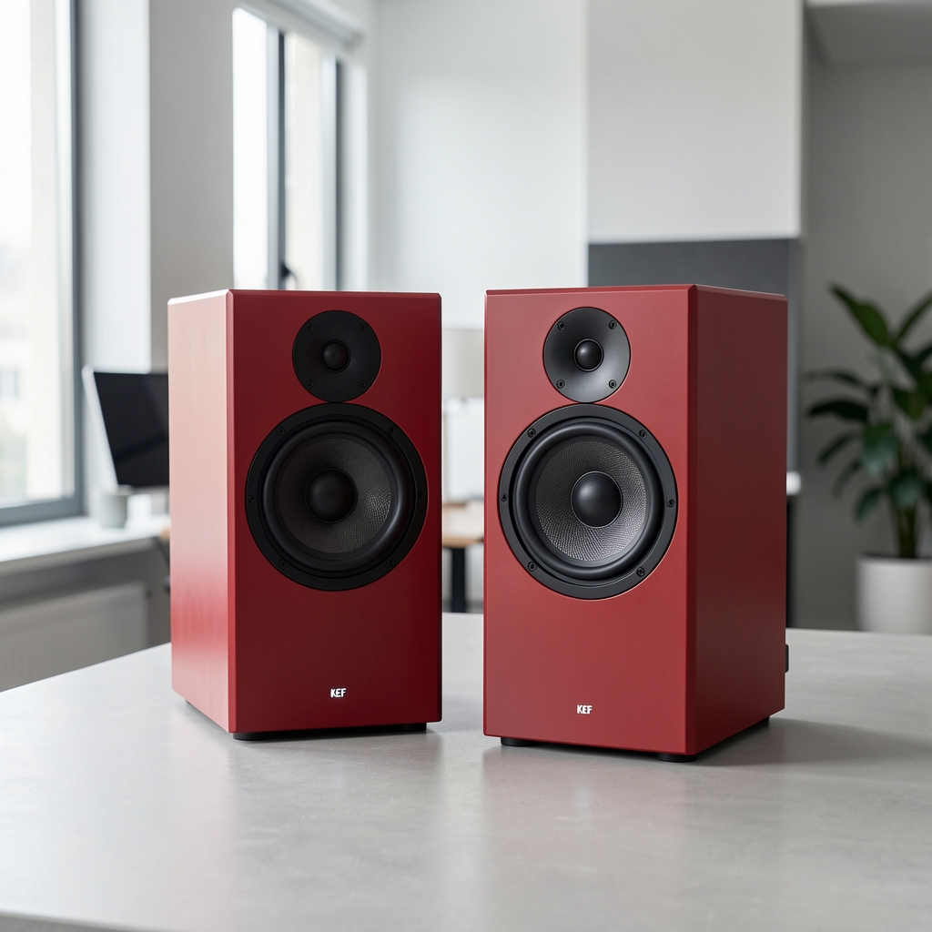 KEF LS50 Meta bookshelf zvučnici u sivoj boji sa karakterističnim Uni-Q drajverom